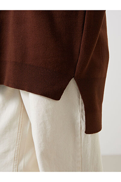 LC Waikiki Bear Teddy Embroidered Oversize Women's Knitwear Tunic