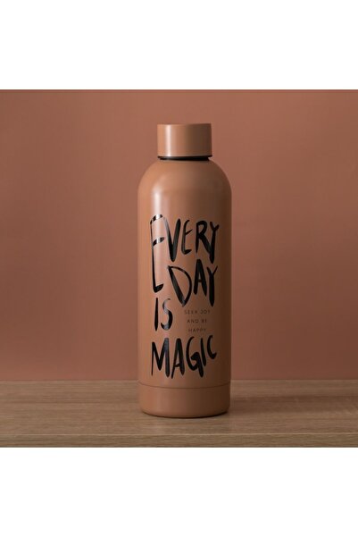OEM Matte brown stainless steel insulated bottle "every day is magic" 520ml