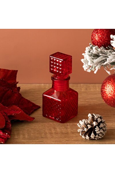 OEM Mini Red Glass Bottle with Checkered Pattern for Liqueur 50ml