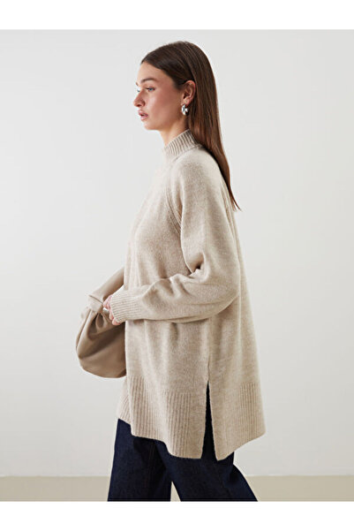 LC Waikiki Rmz Gi̇yi̇m Farkiyla Hakim Roba Collar Loose Fit Women's Knitwear ...