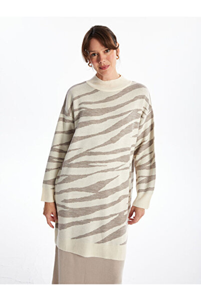 LC Waikiki Half Turtleneck Patterned Women's Knitwear Tunic