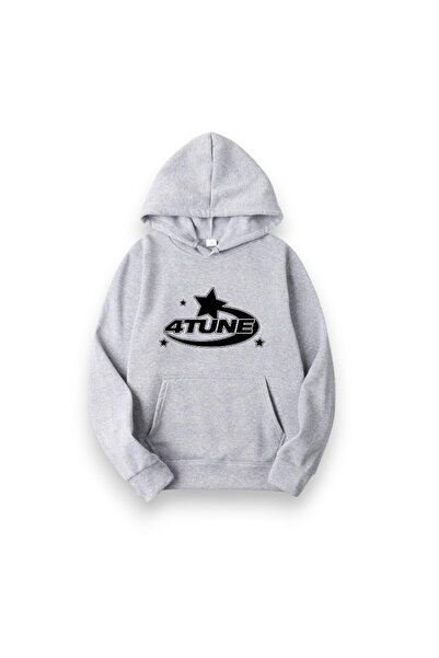 DEEFWEAR Grey 4Tune Printed Oversized Hoodie Unisex Sweatshirt-Trendmingle