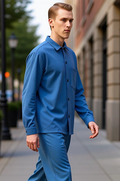 PayBuy Men's Textured Knitted Shirt Regular Fit Long Sleeve Casual Elegance and Offers Functional Comfort