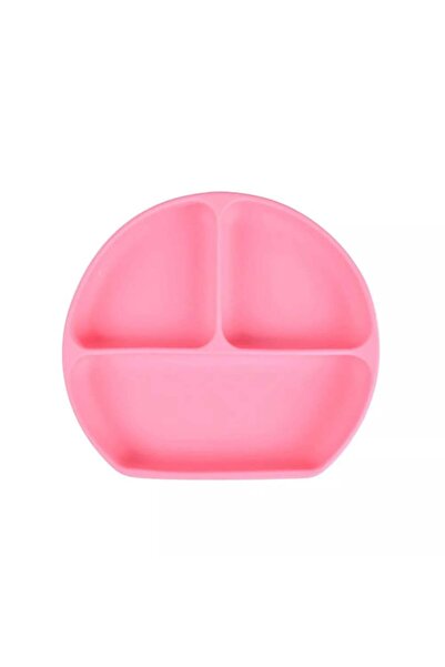 Generic طبق سيليكون 3 فواصل مع غطاء لتدريب الطفل على الأكل – وردي