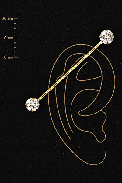 ömay takı Zirkon 316L Cerrahi Çelik Köprü Piercing