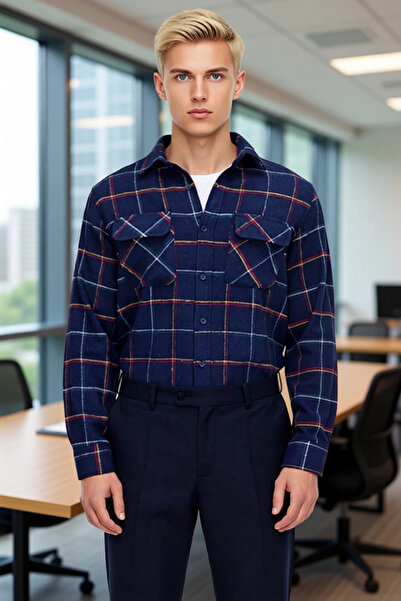 PayBuy Чоловіча сорочка Regular Fit з довгими рукавами, двома кишенями та картатим візерунком. Зимова сорочка для щоденного носіння. Стильна.