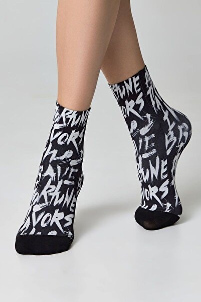 Conte Elegant Funny socks with urban design, Conte Fantasy 911 - Black and Wh...