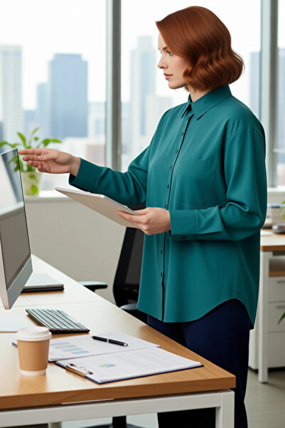 PayBuy Women's Long Sleeve Relaxed Fit Woven Shirt a Piece Offering Everyday Elegance and Comfortable Wear