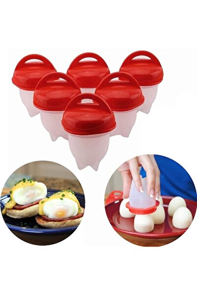 stuffix Set of 6 Egg Cooking Utensils, Silicone Egg Cooker, Non-stick Design, Size 6.1x8.9cm