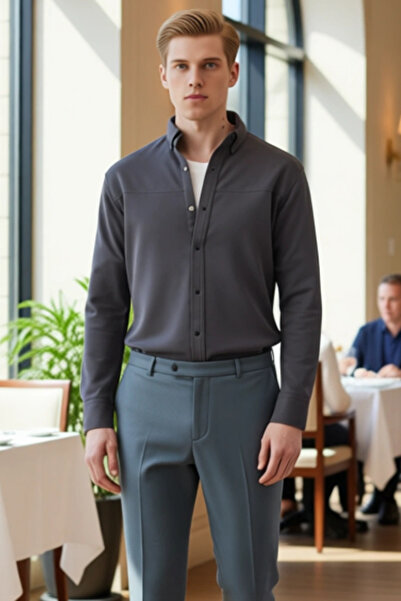 PayBuy Men's Regular Fit Textured Long Sleeve Shirt Offers Everyday Elegance and All-Day Functionality
