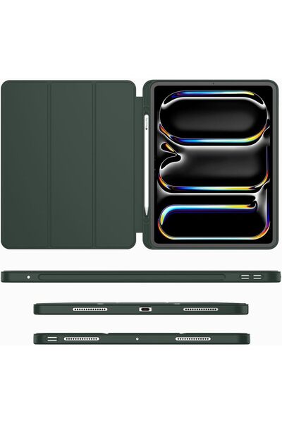 NEONI Case for iPad Pro 11 Inch (M5/M4) Trifold Stand Smart Cover with Pencil Holder (Dark Green)