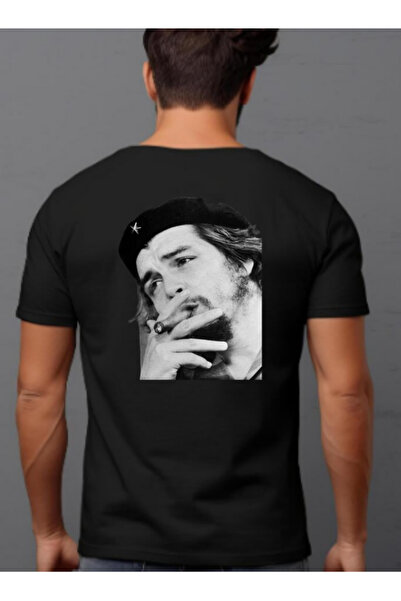 TİMİSİVA Μπλουζάκι Unisex oversized GUEVARA5 με τύπωμα με κοντό μανίκι ΜΑΥΡΟ