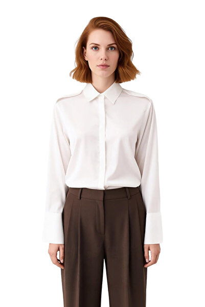 PayBuy Women's Epaulet Satin Woven Shirt Functional Durable Quality Comfortable Aesthetic Premium