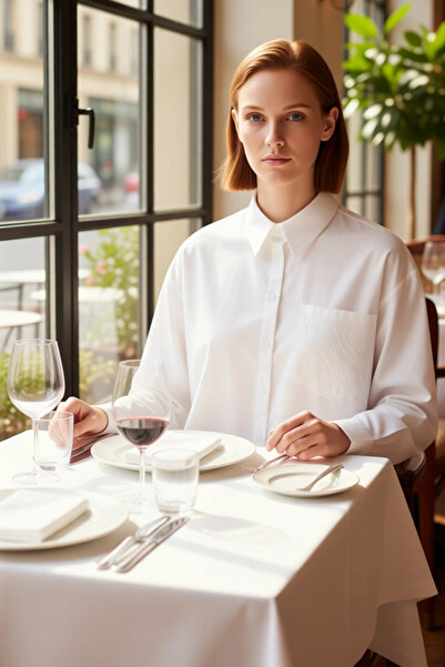 PayBuy Women's Textured Embroidery Detailed Long Sleeve Regular Fit Shirt Modern and Comfortable Design Casual