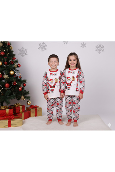 Masal Dünyası Bursa New Year / Christmas Patterned Baby / Child Unisex Model Pajama Set