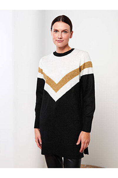 LC Waikiki Crew Neck Color Block Long Sleeve Women's Knitwear Tunic