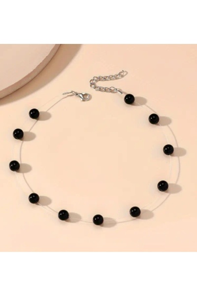 MYSTERY TAKI AKSESUAR Black Pearl Ghost Necklace