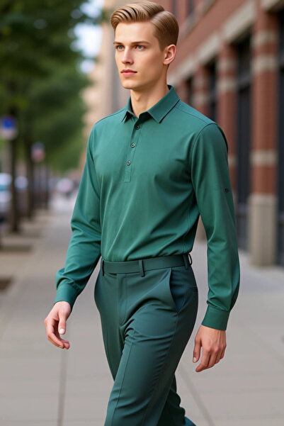 PayBuy Men's Dark Regular Fit Half Placket Shirt Functional Durable Quality Comfortable Aesthetic Stylish