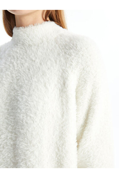 LC Waikiki Women's Plush Knitwear Tunic with Stand Collar