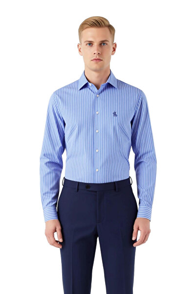 PayBuy Ανδρικό μακρυμάνικο πουκάμισο από υφαντό ύφασμα με ρίγες με μοντέρνα κοπή και απαλή υφή για επαγγελματικούς και κοινωνικούς χώρους