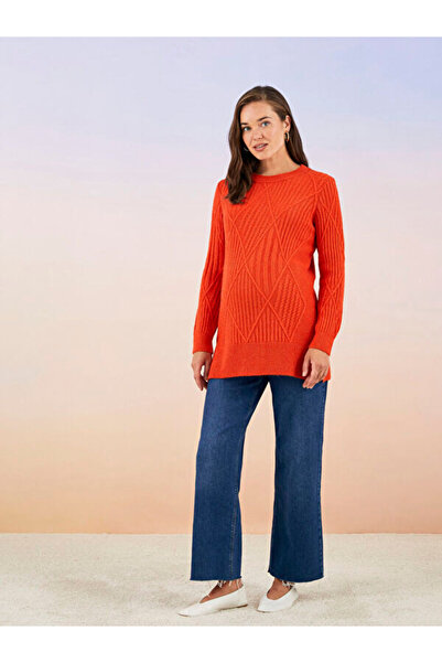 LC Waikiki Crew Neck Self Patterned Long Sleeve Maternity Knitwear Tunik