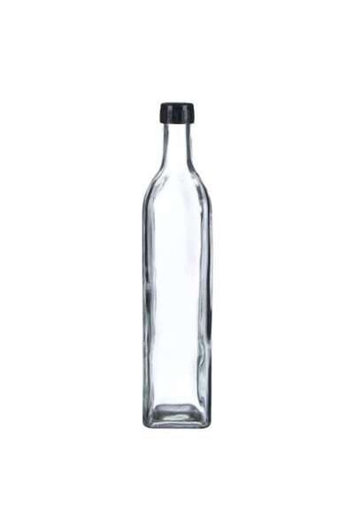 OEM Transparent glass oil dispenser with black cap 500ml