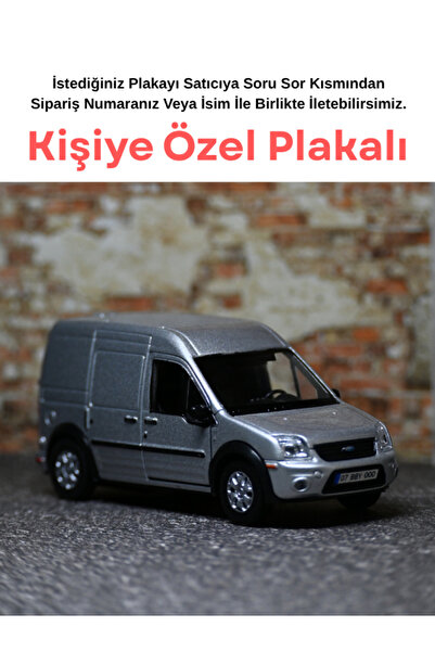 bebeym Ford Connect Metal Oyuncak Araba - Kişiye Özel Hediye Plakalı - Gri
