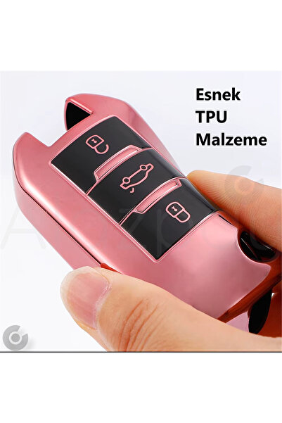 Alazpay Peugeot 208 301 307 308 508 2008 3008 Partner Glossy Tpu Key Case Cover (Blue)