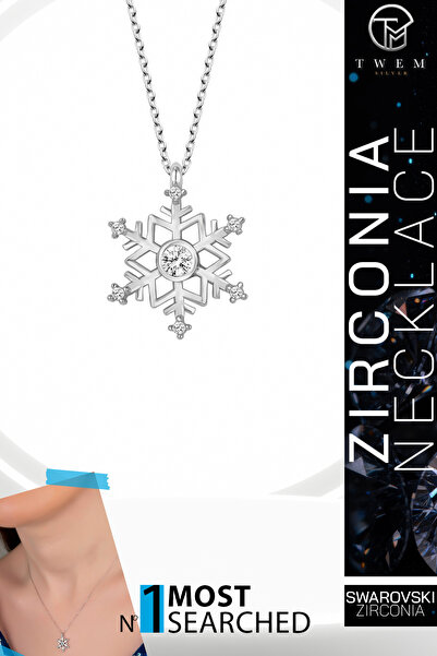 Twem Silver قلادة ندفة الثلج من الزركونيا من سواروفسكي |   حكاية الشتاء
