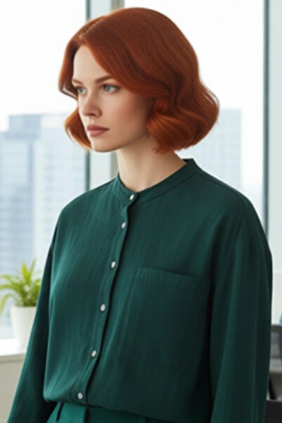 PayBuy Women's Petrol Oversized Mock Neck Shirt Functional Durable Quality Comfortable Aesthetic Sports