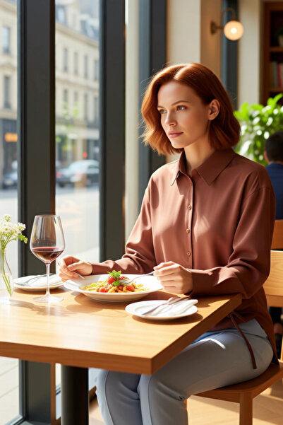 PayBuy Women's Ruched Detail Woven Shirt Regular Fit Long Sleeve Stylish and Comfortable Aesthetic Preference