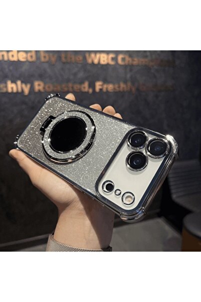 Generic Magnetic Glitter Case for iPhone 17 Pro，Sparkly Stand，Makeup Mirror，Luxury Gradient 17 Pro Cover