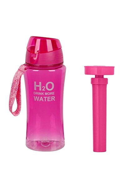 OEM Sports Water Bottle with Ice Pack, Plastic, Fuchsia with Lid - 480 ml
