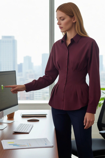 PayBuy Women's Fitted Solid Color Long Sleeve Shirt Complements Your Stylish Look Aesthetic in Every Setting