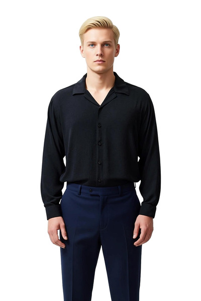 PayBuy Men's Linen Look Apache Collar Shirt Functional Durable Quality Comfortable Aesthetic Stylish
