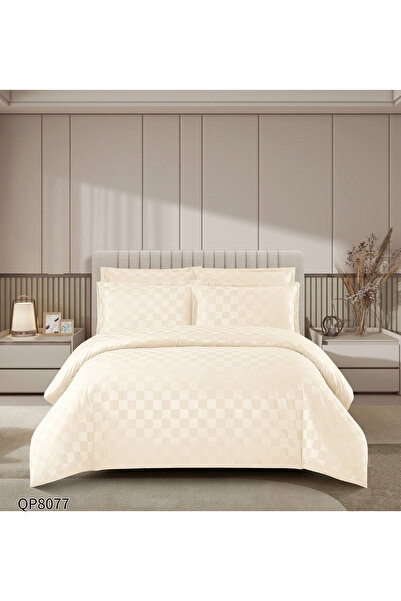 FIONNA.RO Satin Damask Underwear With Squares 4 Pieces With Elastic - Light C...