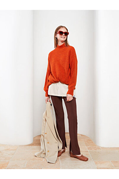 LC Waikiki Half Turtleneck Plain Long Sleeve Women's Knitwear Tunic