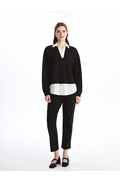 LC Waikiki Shirt Collar Plain Long Sleeve Oversize Women's Tunic