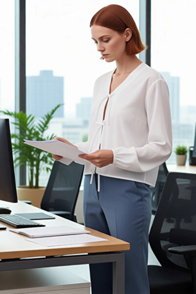 PayBuy Bluză pentru femei cu încrucișare în carouri, cu decolteu în V, cu mâneci bufante, cu detalii, scurtă, croială Top țesut, îmbrăcăminte, casual chic