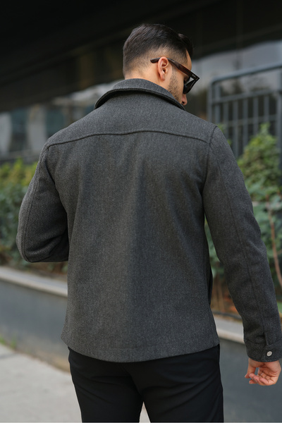 BASEL.CO Men's Double Zipper Detailed Cashmere Jacket