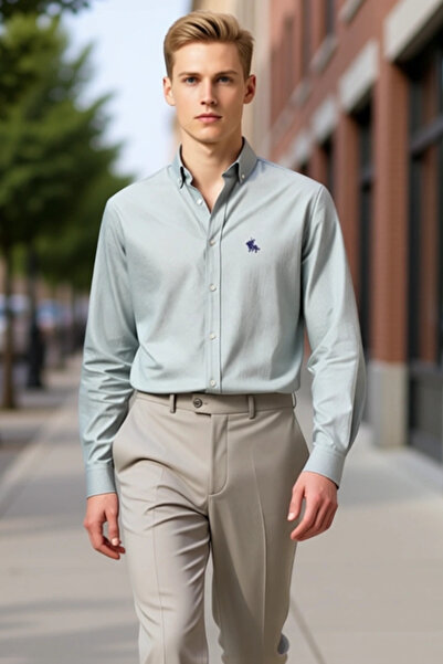 PayBuy Men's Oxford Woven Embroidered Shirt Functional Durable Quality Comfortable Aesthetic Premium