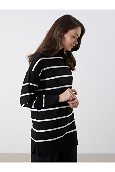 LC Waikiki Stand Collar Striped Women's Knitwear Tunic