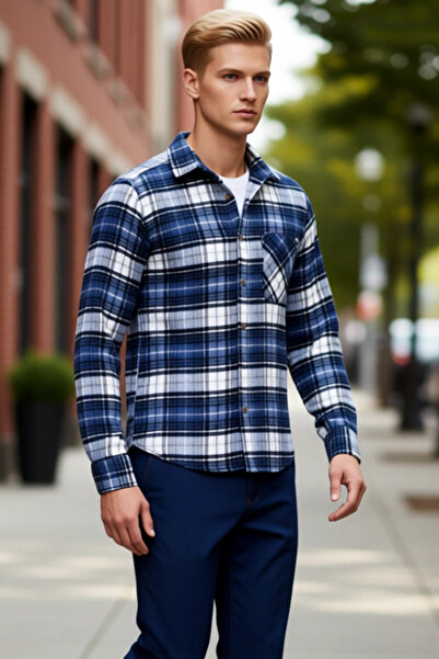 PayBuy Men's Plaid Patterned Slim Fit Flannel Lumberjack Shirt Functional Durable Quality Comfortable Stylish