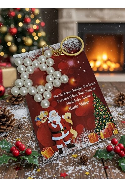 Neşeli Atölyem Yılbaşı hediyesi 1 Adet Yıldız İnci Anahtarlık Yeni Yıl Hediyesi