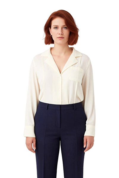 PayBuy Women Shirt Collar Pocket Detail Woven Plus Size Long Sleeve Shirt Office Functional Modern