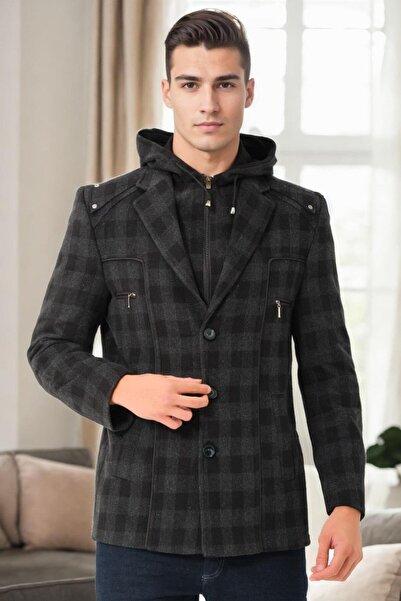 Dewberry K9532 Men's Coat-Plaid-Black