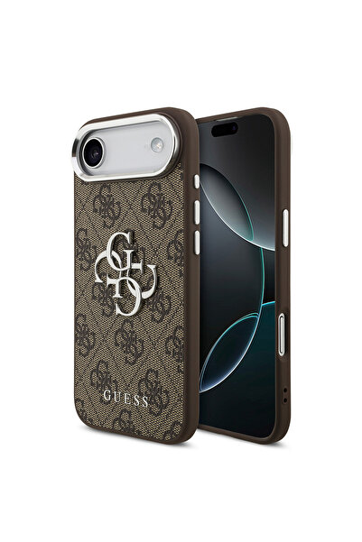 Guess حافظة آيفون 17 إير مرخصة باللون الفضي مع إطار للكاميرا، نمط 4G كبير مع ...