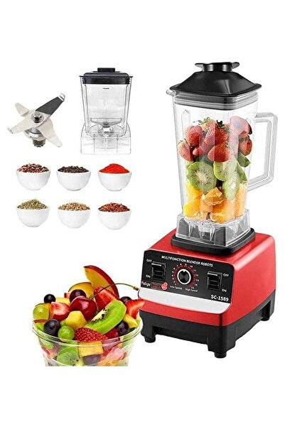 Generic خلاط كهربائي متعدد الوظائف 2 في 1 مع مطحنة حبوب، سعة 3 لتر