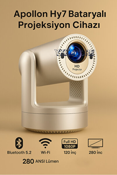 YKK Store Apollon HY7 Taşınabilir Bataryalı Projeksiyon Cihazı – Full HD, 120...