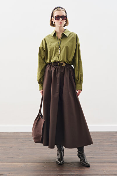 Manuka Crop Balon Form Shirt Oil Green